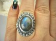 bpe6741 OKSYDOWANY MELONIK !!!  Duży i Piękny OKAZ Pierścień Labradoryt Spektrolit - kamień Zorzy Polarnej r.15 Srebro 925 # - 7