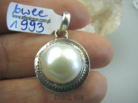 bwee1993 PRZEPIĘKNY Delikatny Wisior Biały Perła PERŁY orientalne Srebro 925
