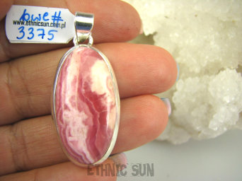 bwe3375 UNIKALNY, Cudowny Wisior Różowy RODOCHROZYT - kamień miłości lśniące Srebro 925 #