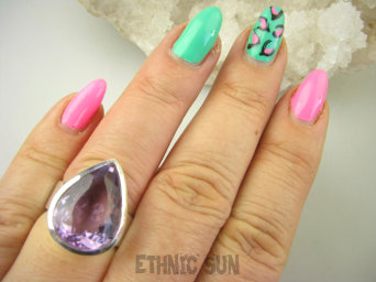 bpee4017 PRZEPIĘKNY OKAZ 14G !!! LUX duży Pierścień Pierścionek fioletowy AMETYST (ochrona, spokój umysłu, rozwój duchowy) r.15 Srebro 925 #