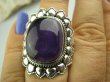 bpe3633 Ametystowy WIELKI  Kwiat Pierścień z ametystem, AMETYST -  Kamień Mądrości, migrena bezsenność  r.14 Srebro 925 # - 4