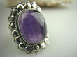 bpe3633 Ametystowy WIELKI  Kwiat Pierścień z ametystem, AMETYST -  Kamień Mądrości, migrena bezsenność  r.14 Srebro 925 # - 6