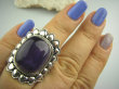 bpe3633 Ametystowy WIELKI  Kwiat Pierścień z ametystem, AMETYST -  Kamień Mądrości, migrena bezsenność  r.14 Srebro 925 # - 8