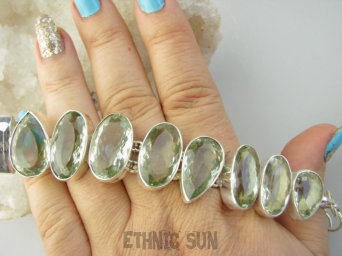 bb3859 Luksusowa DUŻA 51 gramów !!!  BOSSSKA RZADKOŚĆ  duże okazy kamieni 10szt  Bransoleta Bransoletka Unikat RZADKI kamień ZIELONY AMETYST Srebro 925 #