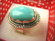 bpe8518 Niezwykły OKAZ Pierścień Pierścionek naturalny Błękitny TURKUS ARIZONA Turkusy r.19 egzotyczne Srebro 925 # - 7