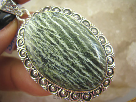 bwe3118 ZIELONA ZEBRA !!!! Zabójczo Piękny Duży 18 gramów !!! Wisior JASPIS Zebra - wzmacnia związki Srebro 925 #