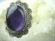 bpe5907 DUŻY Pierścień naturalny fioletowy AMETYST w morskich falach - kamień mądrości (migrena, bezsenność) r.15 Srebro 925 # - 2