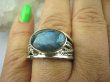 bpee3262 Biżuteria Egzotyczna Pierścień Obrączka szlifowany Niebieski Labradoryt Spektrolit kamień Zorzy Polarnej r.21/ r.22 Srebro 925 # - 6