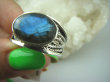 bpee3262 Biżuteria Egzotyczna Pierścień Obrączka szlifowany Niebieski Labradoryt Spektrolit kamień Zorzy Polarnej r.21/ r.22 Srebro 925 # - 2