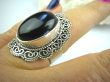 bpe5228 Egzotyczna Piękność !!! Elegancki Klejnot Pierścień ONYKS w morskich falach r.15 Srebro 925 # - 2