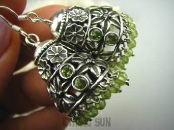 bkee673 BOLLYWOOD - SUŁTAŃSKIE KSIĘŻNICZKI !!! ORIENTALNE KUSICIELKI - CUDOWNIE Długie Kolczyki OLIWIN PERYDOT- kamień Szczęścia Srebro 925