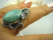 bpe2302 ARCYDZIEŁO Niewiarygodnie piękny WĄŻ - Amulet Płodności i Mądrości !!!!! Duży Pierścień AMAZONIT Kamień Marzeń i realizacji r.22/r.23 Srebro 925 # - 3