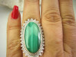 bpe7950 Przepiękny DUŻY Orientalny Pierścień  naturalny zielony MALACHIT - pobudza kreatywność r.19 Srebro 925 # - 2