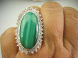 bpe7950 Przepiękny DUŻY Orientalny Pierścień  naturalny zielony MALACHIT - pobudza kreatywność r.19 Srebro 925 # - 4