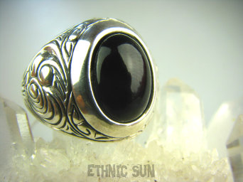 bpe3334 Męski lub Damski Sygnet Pierścień z Onyksem ONYKS regeneruje SERCE, EGZEMY, PAMIĘĆ  r.22 Srebro 925 #