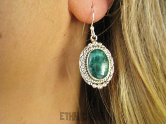 bkee1141 Piękne Egzotyczne Kolczyki DUŻE OKAZY Szmaragd Indyjski - Szmaragdy Srebro 925