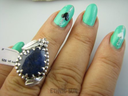 bpee4297 Czarodziejsko Piękny CUDOWNY Pierścień Pierścionek Szafir Indyjski w orientalnej oprawie Szafiry r.13 Srebro 925 #