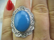 bpe4840 Piękny Błękitno - Niebieski CHALCEDON (TARCZYCA) Pierścień r.16 Srebro 925 czakra gardła # - 6