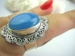 bpe4840 Piękny Błękitno - Niebieski CHALCEDON (TARCZYCA) Pierścień r.16 Srebro 925 czakra gardła # - 7