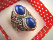 bpe6793 KSIĘŻNA Z EGIPTU  !!! Egzotyczny Masywny Pierścień granatowy Lapis Lazuli - strażnik prawdy i mądrości r.16/r.17 Srebro 925 # - 3
