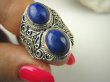 bpe6793 KSIĘŻNA Z EGIPTU  !!! Egzotyczny Masywny Pierścień granatowy Lapis Lazuli - strażnik prawdy i mądrości r.16/r.17 Srebro 925 # - 7