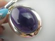 bwe3807 Duży 30 gramów !!!!! Wspaniały aż 5.5cm GRUBY Wisior Zawieszka z Ametystem - kamieniem mądrości w szerokiej lśniącej oprawie AMETYST Srebro 925 # - 6