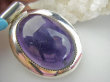 bwe3807 Duży 30 gramów !!!!! Wspaniały aż 5.5cm GRUBY Wisior Zawieszka z Ametystem - kamieniem mądrości w szerokiej lśniącej oprawie AMETYST Srebro 925 # - 11