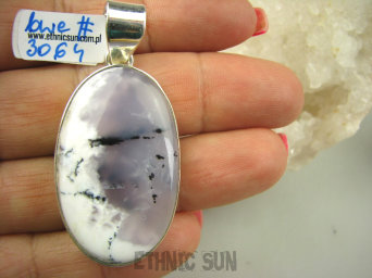 bwe3064 ŚNIEŻNA ZAWIEJA *CUD NATURY* Wspaniały Bossssko Piękny Klasyczny Wisior AGAT DENDRYTOWY Lśniące Srebro 925 #