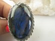 bpe9118 CUDOWNY DUŻY 25G OKAZ Regulowany Pierścień Pierścionek Granatowy Labradoryt Spektrolit kamień odwagi r.16, r.17, r.18, r.19, r.20, r.21 Srebro 925 # - 3