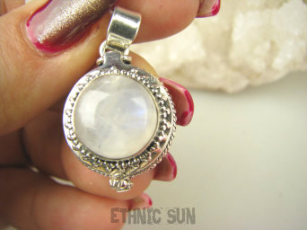 bwe3393 Delikatny Sekretnik OTWIERANY Wisior na zdjęcia lub marzenia KAMIEŃ KSIĘŻYCOWY Srebro 925 #