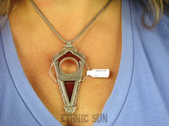 bwe3652 MAROKAŃSKA STRZAŁA XXL Gigant 34 gramy !!! Długi 8.5 cm / 4.1 cm Wisior MAROKO KARNEOL SREBRO 925 #