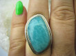 bpe6069 MORSKA FALA  !!! CUDOWNY Klasyczny Pierścień Turkusowy Amazonit - Kamień Marzeń i realizacji r.17 lśniące Srebro 925 # - 2