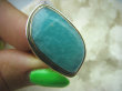 bpe6069 MORSKA FALA  !!! CUDOWNY Klasyczny Pierścień Turkusowy Amazonit - Kamień Marzeń i realizacji r.17 lśniące Srebro 925 # - 6