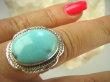 bpe7741 Niezwykły OKAZ Delikatny Pierścień naturalny TURKUS ARIZONA Turkusy r.17 egzotyczne Srebro 925 # - 4
