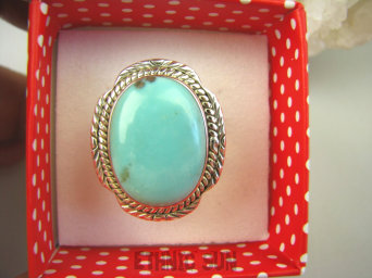 bpe7741 Niezwykły OKAZ Delikatny Pierścień naturalny TURKUS ARIZONA Turkusy r.17 egzotyczne Srebro 925 #