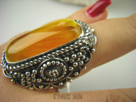 bpe6670 CUDO RARYTAS ZŁOCISTY MIÓD NASZ PROJEKT !!! Duży Masywny 27 G Pierścień BURSZTYN Bursztyny r.23/ r.24 Srebro 925 #