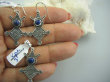 kpl3 Piękny Komplet Wisior i Kolczyki Egzotyczny Amulet Krzyż Tuaregów  Lapis Lazuli - strażnik prawdy i mądrości Srebro 925 - 9