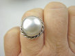 bpee4505 RARYTAS naturalna hodowlana opalizująca PERŁA BIWA Elegancki Pierścionek Pierścień z DUŻA perłą r.19 Srebro 925 # - 6