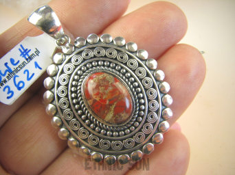 bwe3621 Dwa wisiory w 1 Niezwykły DWUSTRONNY WISIOR 18 gramów !!! Naturalny Jaspis Czerwony i Lapis Lazuli Cudo z każdej strony Srebro 925 #