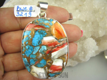 bwe3219 Wielobarwna Ostryga Klasyczny DUŻY OKAZ 23G WISIOR OSTRYGOWY TURKUS MIEDZIANY Turkus OSTRYGA Muszla złota MIEDZ Srebro 925 #