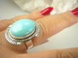 bpe8958 Niezwykły OKAZ Pierścień Pierścionek naturalny Błękitny TURKUS ARIZONA Turkusy r.18/ r.19 egzotyczne Srebro 925 # - 3