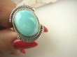 bpe8958 Niezwykły OKAZ Pierścień Pierścionek naturalny Błękitny TURKUS ARIZONA Turkusy r.18/ r.19 egzotyczne Srebro 925 # - 8