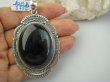 bwe3756 Niesamowity 7.3 cm GIGANT 42 gramy !!! Duży Wisior Zawieszka CZARNY ONYKS - regeneruje SERCE, EGZEMY, PAMIĘĆ Srebro 925 # - 6