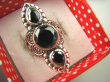 bpee3680 Biżuteria Orientalna !!! Bajeczny Podłużny Elegancki Kunsztowny Pierścień Czarny ONYKS r.13 Mały Rozmiar Srebro 925 # - 3