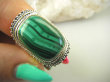 bpe8885 MALACHIT W ORIENTALNEJ OPRAWIE -  Pierścień Pierścionek MALACHIT - pobudza kreatywność r.14 Srebro 925 # - 5