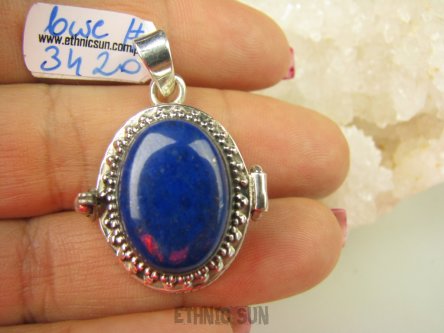 bwe3420 Egipska CHABROWA Piękność !!! Medalion Sekretnik Otwierany Wisior na ZDJĘCIA LUB MARZENIA królewski LAPIS LAZULI - strażnik prawdy i mądrości Srebro 925 #