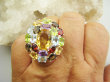 bpee4598 Wooow BOSKO PIĘKNY WIELOBARWNY Lux Pierścień Pierścionek naturalny Cytryn, Ametyst, Kwarc Dymny, Granaty, Oliwin, Blue Topaz r.18 SREBRO 925 # - 7