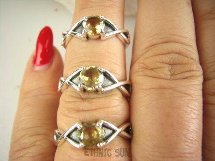 bpee4187 Delikatny śliczny Pierścień Pierścionek OBRĄCZKA szlifowany Cytryn - kamień antycukrzycowy r.17 Srebro 925