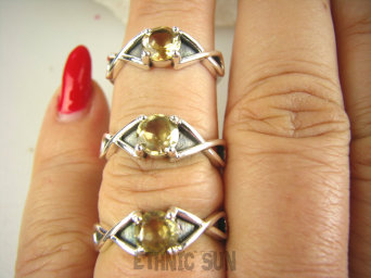 bpee4187 Delikatny śliczny Pierścień Pierścionek OBRĄCZKA szlifowany Cytryn - kamień antycukrzycowy r.17 Srebro 925