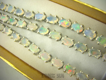 bb3301 Bransoletka Tenisówka Klejnot BOSKO PIĘKNA LUX SKARB 17g/18g dł 20 Bransoleta Szlifowany Opal z Etiopii - Rozwija intuicję i kreatywność ( 25 sztuk ) kasetowe zapięcie SREBRO 925 #